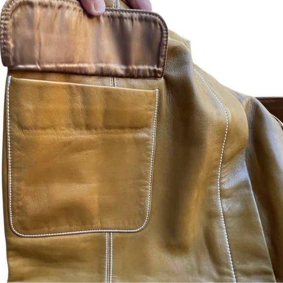Linda Allard Ellen Tracy gold mustard leather skirt 6 - Picture 6 of 10